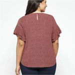 Stitch Fix 41 Hawthorn XXL Top Eliza Ruffle Sleeve Scoop Neck Blouse Career Brown Photo 2