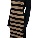 Allison Brittney Striped Long Sleeve Rayon Blend Knit Sweater Midi Dress Large Photo 1