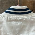IVL Cropped Varsity Bomber White with Blue Stripes Size XS NWT Photo 4