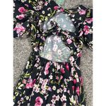 H&M NWT  Open Tie backed Mini Dress Puff Sleeves Black/floral XS Cottagecore Photo 9