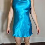 Bebe  Blueberry Pie Satin Cowl Neck Slip Mini Dress Size Small NWT Photo 1