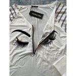 NWT! Noracora Gray White Wink Beauty Long Sleeve Zip Neck Top Medium Gray Photo 3