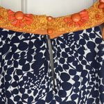 Judith March  Dress Large Blue Orange Beaded Neckline Swing A Line Preppy Lined Photo 7