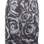 Banana Republic  Linen Grey Black Rose Floral Goth Watercolor Pencil Skirt Size 6 Photo 0