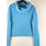 Free People Womens Sweater Blue Stormy Cowl Neck Alpaca Wool Crop Pullover Small Photo 5