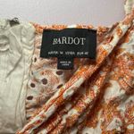 Bardot Large Orange White Paisley Eyelet Crop Long Sleeve Blouse Women's size 10 Photo 2