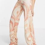 Jaded London  Orange Swirl Ruched Hem Printed Knit Joggers Size US 2 s small Photo 0