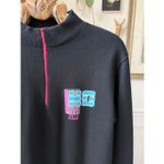 Vintage 80s 90s Ho Skis 1/4 Zip Tunic Sweatshirt Black Neon Pink Blue L Size L Photo 1