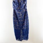 Lulus  Divine Destiny Halter High Neck Lined Lace Midi Dress Navy Blue Medium Photo 10