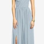 Elegant New Dessy Collection Vivian Diamond Chiffon Drape Gown! Blue Size 0 Photo 0