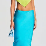 SER.O.YA Penina Silk‎ Midi Skirt Size SMALL in Turquoise Blue Photo 0