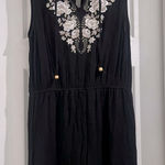 Maurice's Women’s Black Romper with Floral Embroidery Sz M Photo 0