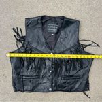 Vintage Navarre Leather Black patch Fringe Lace Up Side Biker Vest 2X Photo 3