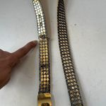 Gold Sequins Stretch Belt Floral Hook Closure Fabric Back Glitter 1980s Vintage Photo 6