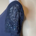 R & M Richards Vintage Navy Beaded Back Accent Mother of the Bride Dress Gown 8P Photo 5