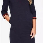 Boden Navy‎ Livia Velvet Striped Cuff Quarter Sleeve Sweatshirt Dress Size 4L Blue Photo 0