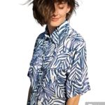 Free People Sandrine Rose Women’s Pearl Snap Hawaiian Western Style Shirt blue size Medium Photo 1