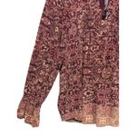 Lucky Brand  Boho Floral Paisley BabydollTop 1X‎ Maroon Tassel Tie Peasant Hippie Photo 4