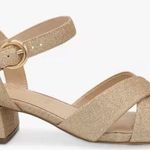 Paradox London Neala‎ Wide Fit Block Heel Glitter Sandals Champagne Size 9 Gold Photo 0