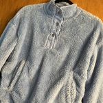 Baby Blue Faux Fur Quarter Button Up Pullover Size M Photo 1