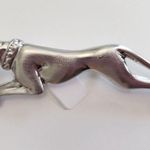 Vintage Jaguar Panther Cougar Big Cat Brooch Pin Silver Tone Photo 2