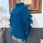 St. John  100% Wool Fringe Poncho with Functional Buttons ~ Size Large 🧡🍄 Photo 2