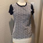 J.Crew  Women’s Crew Neck Paisley Teardrop Eyelet T-Shirt Navy White Sz Sm Photo 1