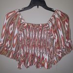 Rocking C M Western Smocked Tribal Print Cowgirl Crop Top Orange Size M Photo 2