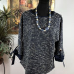 Charter Club Women’s Blue Knit Sweater Small 3/4 Sleeve with Ribbon Tie Detail Photo 0