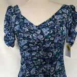 B Darlin B.DARLIN Fit n Flare Dark Floral Dress Sz 5 Blue Ruching Fairy Grunge Skater Photo 1