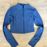 Balance Athletica  Steel Blue Zip-Up Crop Top Photo 2