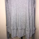 Free People We the Free Oversized Light Grey Waffle Knit Long Sleeve Top Size XS Photo 3