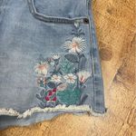 J Brand J. Brand Size 3 Juniors Floral Embroidered Denim Raw Hem Boho Shirts Beach Photo 2