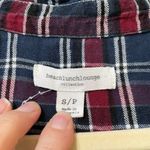 Beach Lunch Lounge Blue Plaid Button Down Shirt Womens S Flannel Casual Fall Photo 3