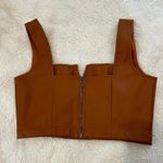 Maeve Anthropologie Womens Faux Leather Notch Tank Cropped Top, Size 6 Photo 1