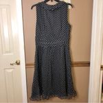 W.O.N.Y Silk Polka Dot V‎ Neck Ruffle Sleeveless Dress Black White 10 Photo 1