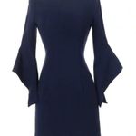 Black Halo Lorie Bell-sleeve Sheath Dress Size 4 Pacific Blue (Navy) Workwear Photo 0