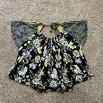 Free People  black, yellow & blue floral cold shoulder top size M Photo 4