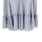 American Eagle  Smocked Off the Shoulder Pinstripe Blue White Bell Sleeve Top Photo 4
