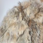 Vintage Real Fur Collared Coat Glam Shaggy Fluffy Brown Size L Photo 4