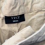 VICI Alamo Cotton High-rise Pleated Khaki Shorts Photo 3