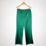 Jason Wu Designer Emerald Green Satin Pants Straight Wide High Rise Size 6 Photo 2