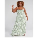 Fashion to figure FTF Rope Detail Sleeveless Maxi Dress White Green Print Women’s Plus Size 4 4X Photo 8