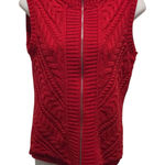 Liz Claiborne  Mock Neck Red Cable Knit Full Zip Sweater Vest Size Small Photo 0