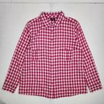 Gap  Gingham Button-Up Shirt Cotton Hot Pink and White Checkered Top Blouse XL Photo 11