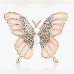 Butterfly Blush Enamel, Pearl + Rhinestone Fashion Brooch, Pin, Festive, Sparkly Pink Photo 4