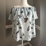 C & E Blue Women’s Floral Off the shoulder Shirt top loose flowy summer Large Photo 1