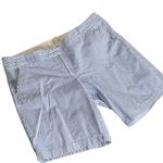 J.Crew  Bermuda Shorts Womens Size 12 Blue White‎ Striped Seersucker Nautical Photo 2