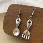 1 Pair Quirky Lettering Spoon & Fork Earrings Photo 0