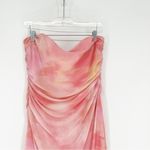 ZARA NWT  Mesh Ruched Strapless‎ Midi Dress XL Pink Photo 3